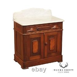Antique 19th C. Victorian Walnut Marble Top Wash Stand