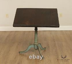 Antique 19th Century Industrial Cast Iron and Poplar Drafting Table