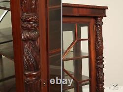 Antique 2 of American Empire Carved Acanthus & Paw Foot China Cabinet Bookcases