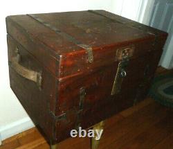 Antique 22 Wooden Trunk Chest Box Heart late 1800s To Geogia Love Sawyer 1879