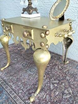 Antique Accent Side Table Brass Neo Baroque Surrealist 16 Mastercraft Style