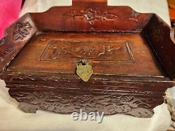 Antique Altar Box Hand Carved From Solid Padouk Late Century 19th