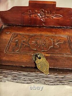 Antique Altar Box Hand Carved From Solid Padouk Late Century 19th