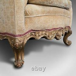 Antique Armchair, French, Beech Lounge, Tub, Seat, Late Victorian, Circa 1900