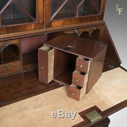 Antique Bureau Bookcase, English, Late Georgian, Mahogany, Writing Desk c. 1800
