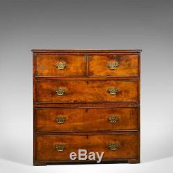 Antique Campaign Chest of Drawers, English, Late Georgian, Walnut, Circa 1780
