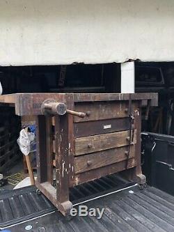 Antique Carpenters Workbench-late 1800s -1920s Wood Working Table