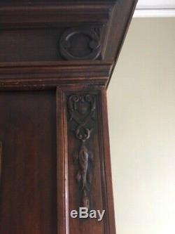 Antique Carved Walnut Glass Display/China Cabinet Late 1800s