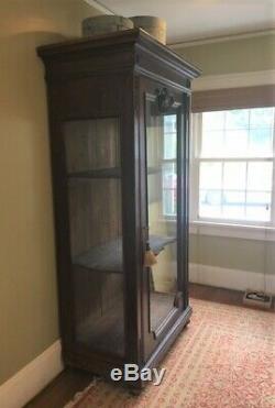 Antique Carved Walnut Glass Display/China Cabinet Late 1800s