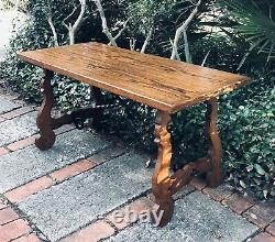 Antique Catalan Spanish Oak Heavy Wrought Iron Coffee Table C. Late 19th Cent