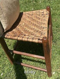 Antique Chair Late 18th Century Woven Cane Seat Original Orange-Red Paint Bemis