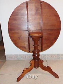 Antique Cherry Wood Made in USA late 1800's Tilt Top Tripod Table