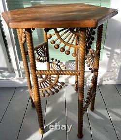 Antique Chestnut Stick-and-Ball Table