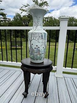 Antique Chinese Carved Wood Stool Bats & Flowers