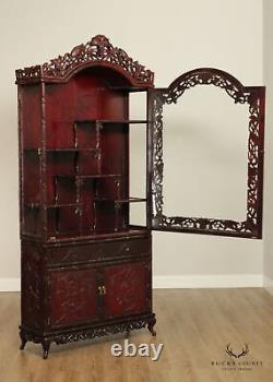 Antique Chinese Rosewood Carved Display Cabinet