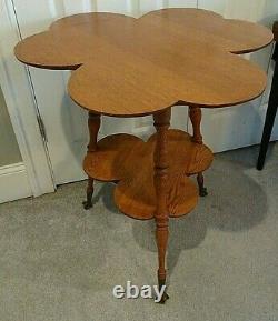 Antique Clover Leaf Table Glass Ball & Claw Legs Side Table Solid