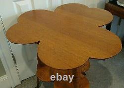 Antique Clover Leaf Table Glass Ball & Claw Legs Side Table Solid