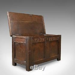Antique Coffer, English, Oak, Joined Chest, Trunk, Late 17th Century, Circa 1700
