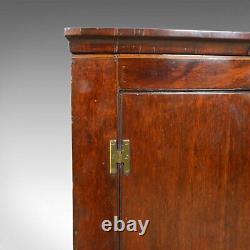 Antique Corner Cabinet, Late Georgian, Bow Fronted, Mahogany, Hanging, c. 1800