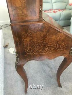 Antique Desk, Secretary, French Louis XV Style Floral Marquetry, Late 1800s