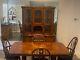 Antique Dinning Table, 2part China Cabinet, 4chairs, And 2table Leaf Add-ons