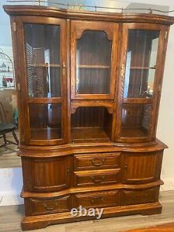 Antique Dinning Table, 2part China Cabinet, 4chairs, And 2table Leaf Add-ons