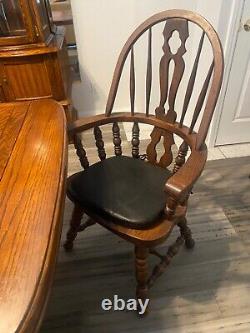 Antique Dinning Table, 2part China Cabinet, 4chairs, And 2table Leaf Add-ons