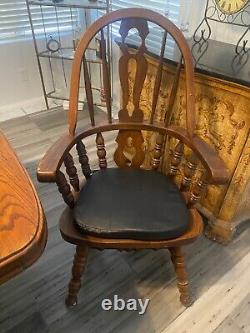 Antique Dinning Table, 2part China Cabinet, 4chairs, And 2table Leaf Add-ons