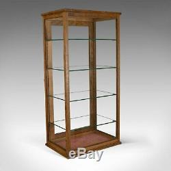 Antique Display Cabinet, Glass Shelves, English, Late 19th Century, Oak, C. 1900
