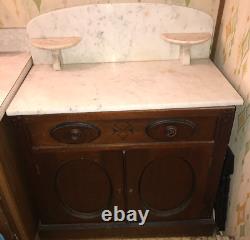 Antique Dry Sink with Marble Top Late 1800s