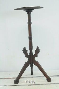 Antique EASTLAKE Carved Wood Walnut Plant Lamp Stand. 30 H Victorian C Late1800