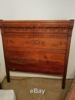 Antique Eastlake (Late 1800s) 3 Piece Bedroom Set Vanity Carved Wood Knapp Joint