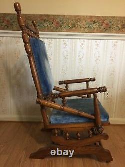 Antique Eastlake Victorian Turned Walnut Platform Rocking Chair c. Late 1800's
