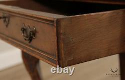 Antique English 19th Century Walnut and Oyster Wood One Drawer Side Table