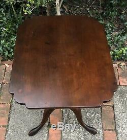 Antique English Mahogany Carved Tilt Top Table C. Late 18th Century