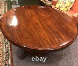 Antique English Rosewood Late Regency early Empire Round Center Dining Table