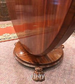 Antique English Rosewood Late Regency early Empire Round Center Dining Table