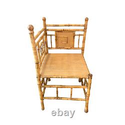 Antique English Victorian Charred Bamboo Rattan & Corner Chair Circa Late 1800s