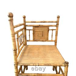 Antique English Victorian Charred Bamboo Rattan & Corner Chair Circa Late 1800s