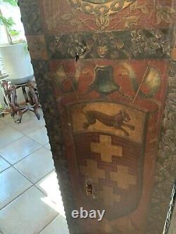 Antique Folding Room Divider ENGLAND Kings Queens Castles late 1800s