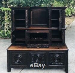Antique French Briton Chestnut Bookcase Bench Storage c. Late 19th Century w