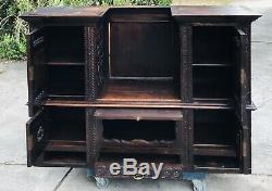 Antique French Briton Chestnut Bookcase Bench Storage c. Late 19th Century w