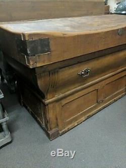 Antique French Butcher Block Table- Believed to be late 19th Century
