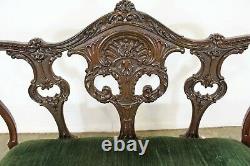 Antique French Carved Wood Settee Bench circa late 1800s
