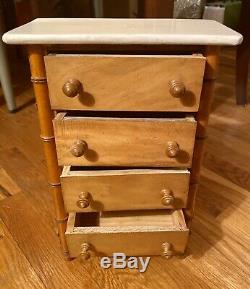 Antique French Faux Bamboo Tallboy Doll Dresser with4 Drawers Late 19th Century