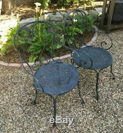 Antique French Garden Chairs, Wrought-Iron, Late 19th Century, Original