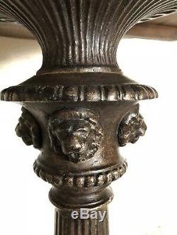 Antique French Lion Heads Cast Iron Round Rotating Top Pub Table late 19th cent