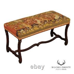 Antique French Louis XIV Style Os De Mouton Needlepoint Bench