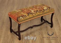 Antique French Louis XIV Style Os De Mouton Needlepoint Bench