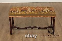 Antique French Louis XIV Style Os De Mouton Needlepoint Bench